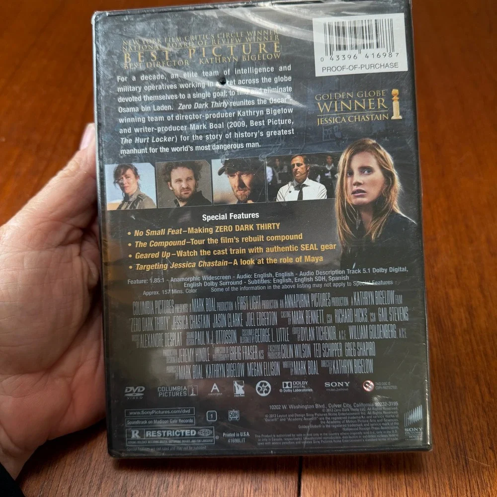 Sony Zero Dark Thirty DVD Jessica Chastain Kathryn Bigelow Movie New Sealed